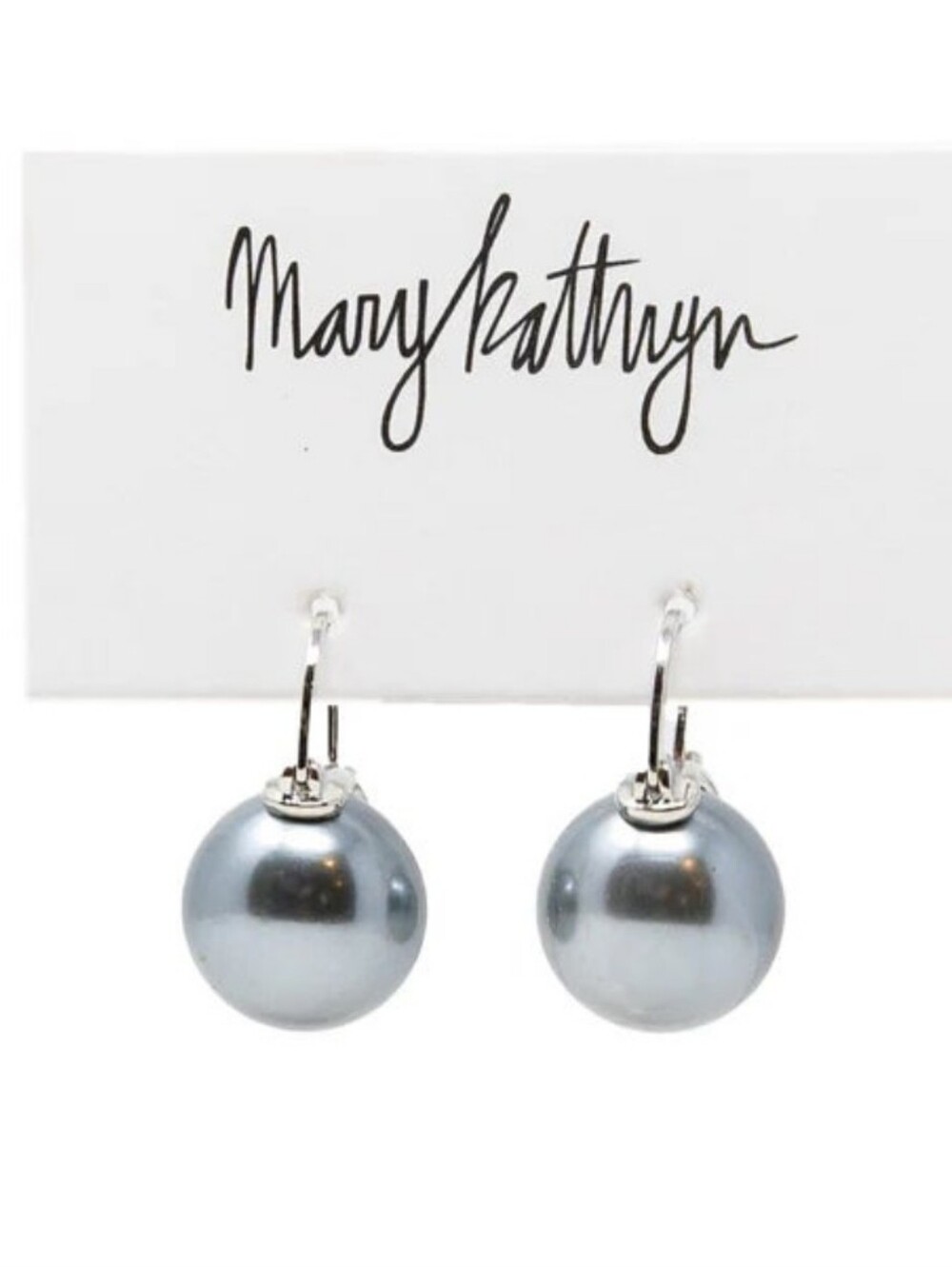 MKD Silver-Gray Pearl Drop Huggies